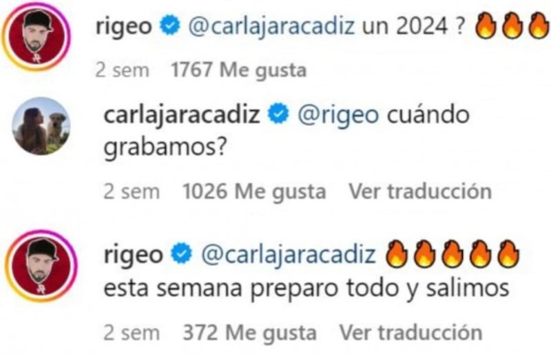 Posteo de Rigeo en Instagram