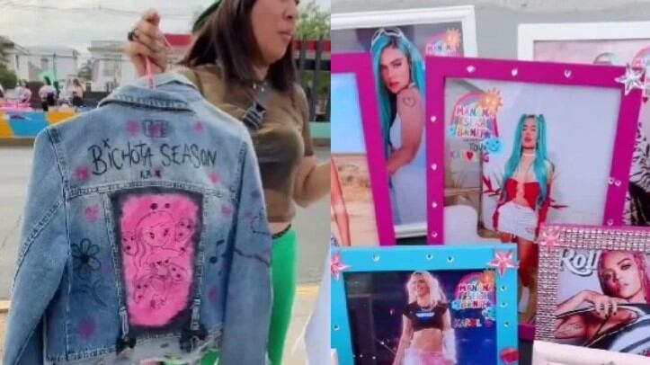 Mercadería de Karol G en las afueras del Estadio Nacional, red social X