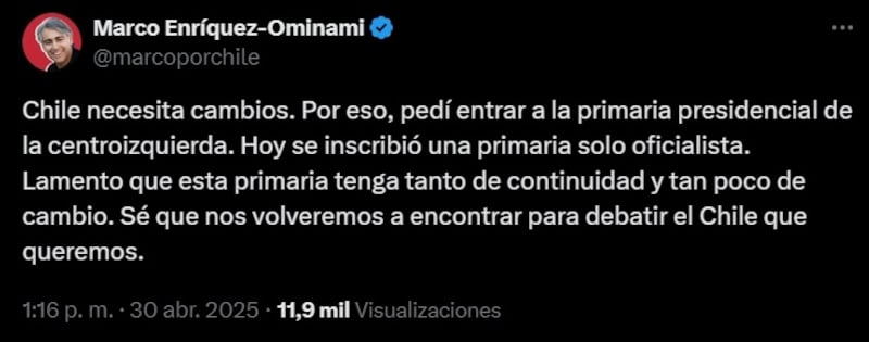 El director de cine, quien ya se ha presentado en varios procesos electorales, criticó al bloque oficialista por realizar elecciones primarias para designar al candidato presidencial de su sector.