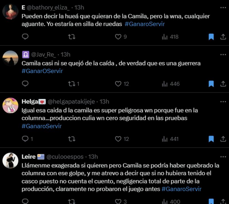 Reacción caída de Camila Recabarren en "¿Ganar o Servir?"