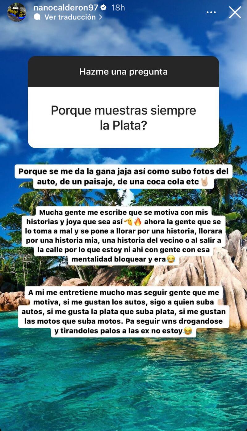 Historia de Nano Calderón | Instagram