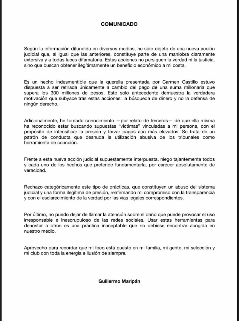 Comunicado de Maripán