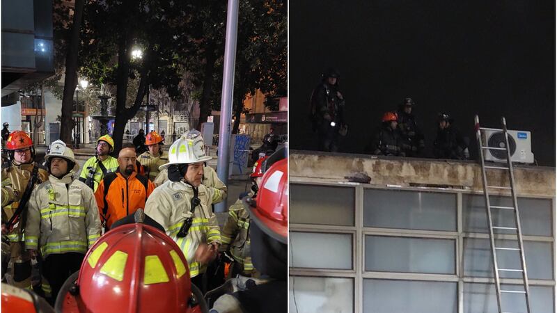 Bomberos mantienen intenso trabajo en incendio en edificio del centro de Santiago: temperaturas extremas donde se inició el fuego dificultan la labor
