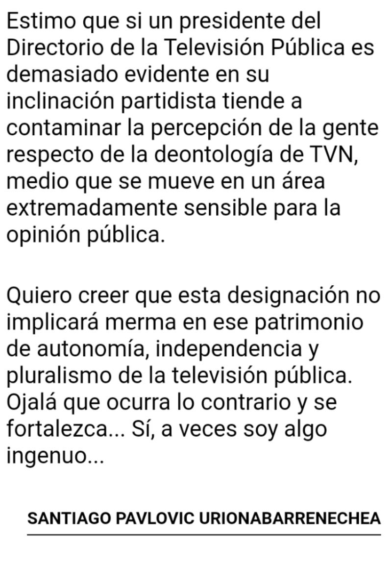 Carta de Santiago Pavlovic