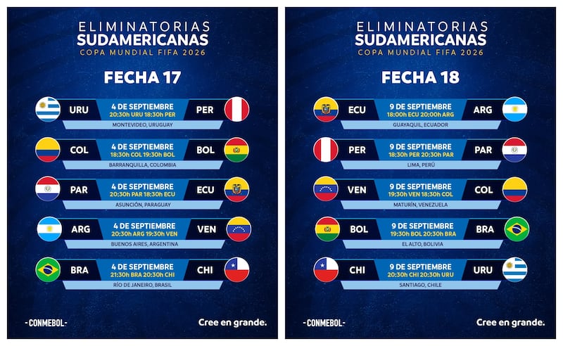 El seleccionado chileno jugará sus dos últimos partidos de las clasificatorias sudamericanas a las 20:30 horas.