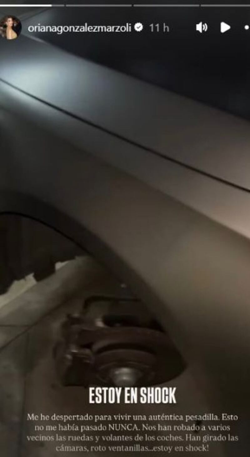 “Estoy en shock”: Oriana Marzoli muestra cómo quedó su auto tras sufrir robo en Madrid