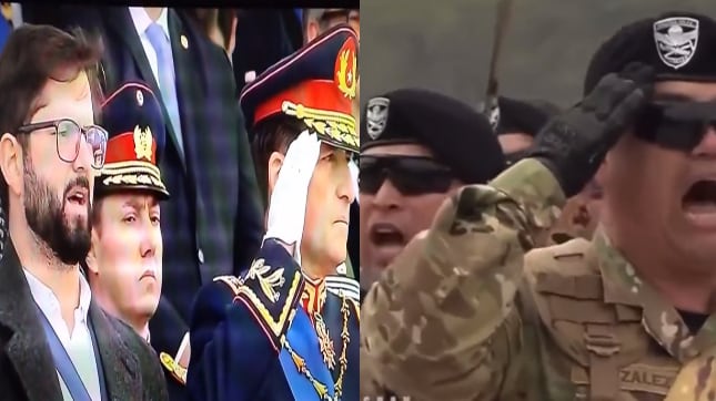 El Presidente de la República Gabriel Boric sorprendió al entonar el himno ‘Los Viejos Estandartes’ durante el desfile de una de las Divisiones de Montaña de las Fuerzas Armadas, en la Parada Militar 2023.
Fue en distintos videos replicados en redes sociales donde se ve al Mandatario cantando el himno junto con los uniformados.
Si bien, en Twitter causó gran extrañeza y también las burlas de sus detractores, esta situación no sería inédita en un Presidente puesto que también Michell Bachelet lo realizó en su oportunidad.