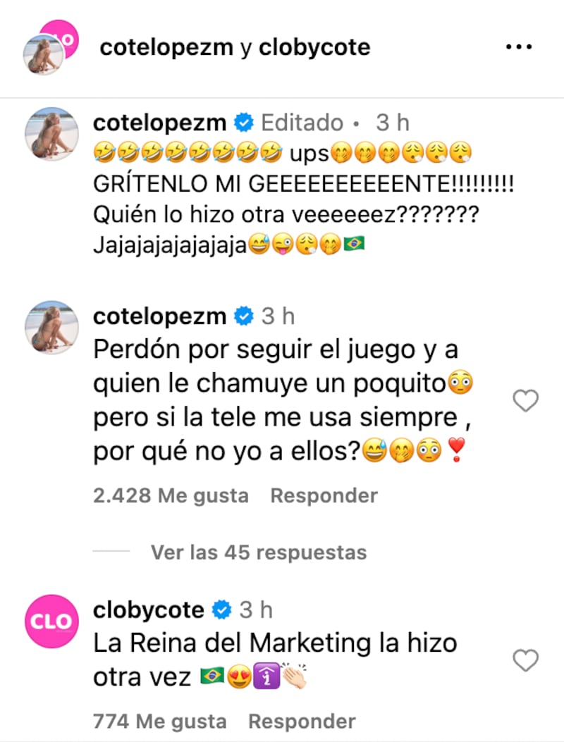 Comentario de Coté López | Fuente: Instagram @cotelopezm