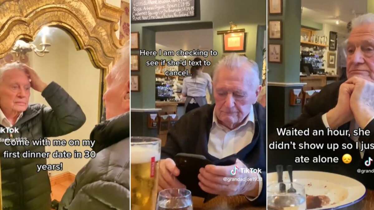 El abuelo estaba muy emocionado por su primera salida con una mujer