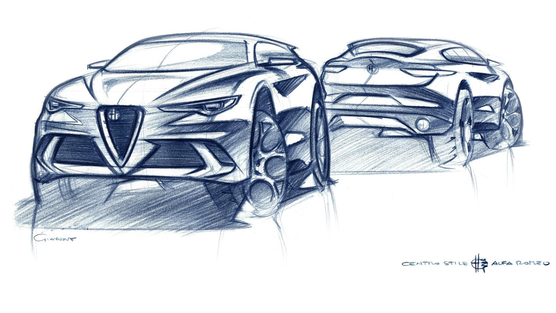 Bocetos del actual Alfa Romeo Stelvio