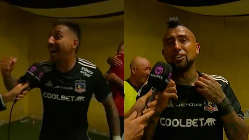 Javier Correa y Arturo Vidal tras triunfo de Colo Colo | Captura: TNT Sports
