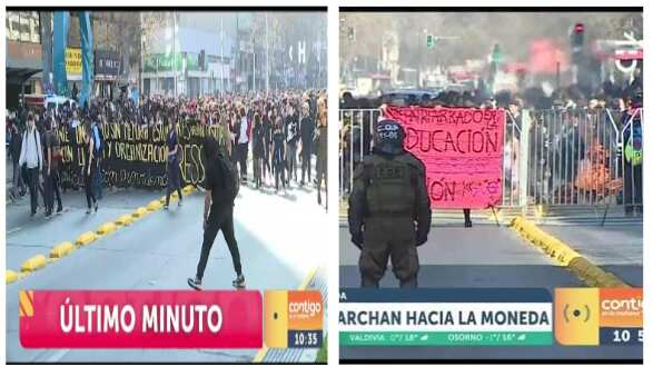 Piedras y botellas en marcha estudiantil.