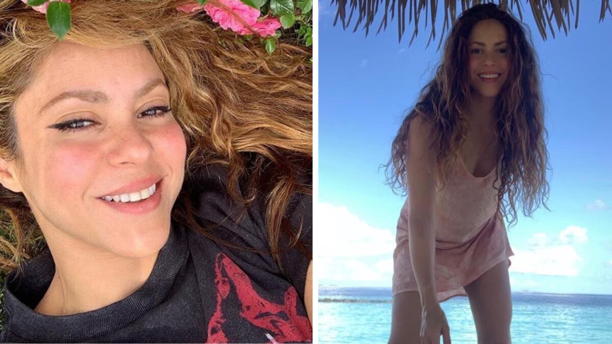 Shakira presumió su bikini morado en la playa