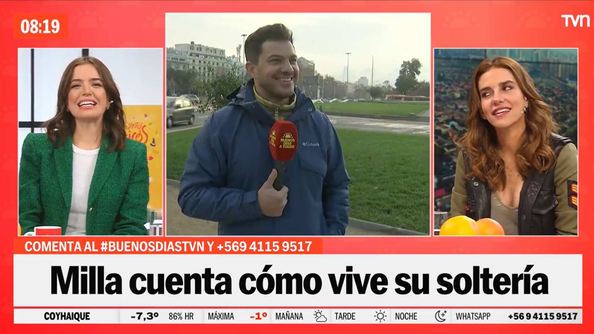 Millaray Viera, Simón Oliveros y María Luisa Godoy | Captura: TVN