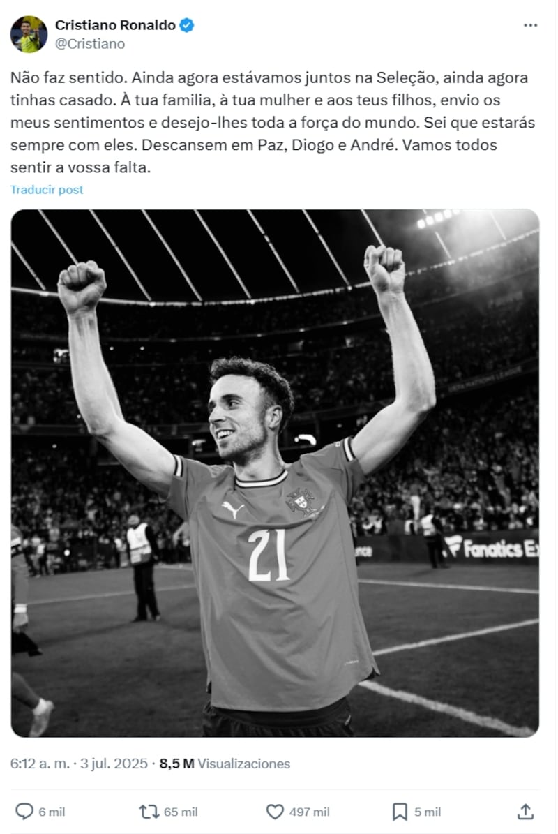 El delantero portugués quedó impactado ante la muerte de su compatriota Diogo Jota.