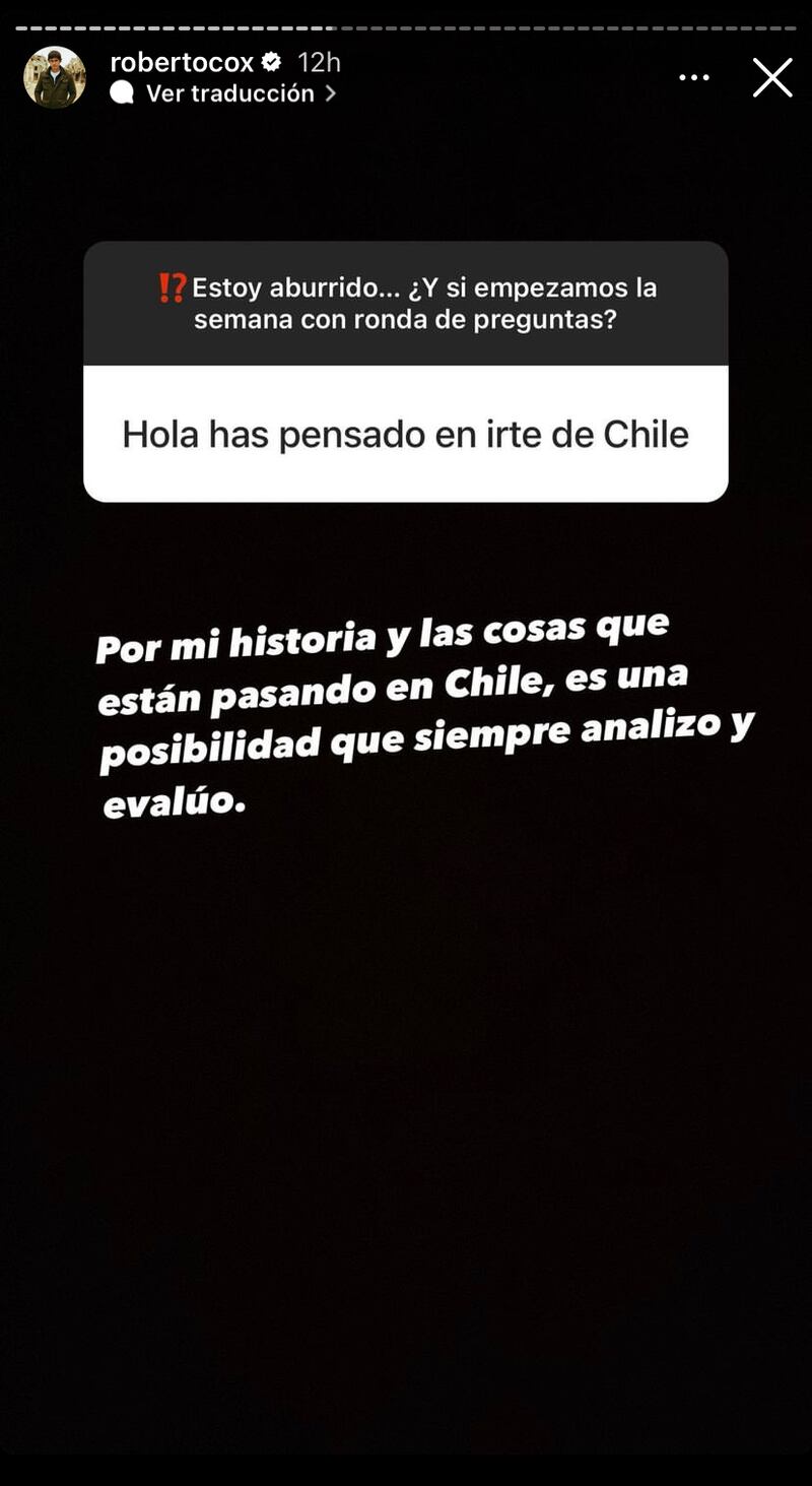 Historia de Roberto Cox | Instagram