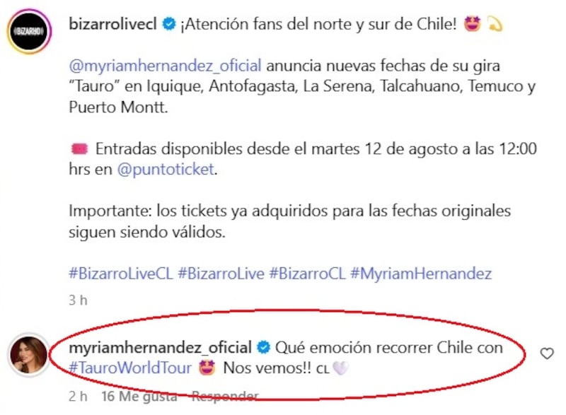 La productora Bizarro informó este viernes del nuevo calendario de recitales que ofrecerá en los próximos meses la artista chilena en el país.
