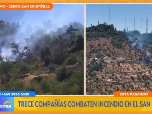 Incendio forestal afecta ladera sur del Cerro San Cristóbal y amenaza obras del nuevo teleférico