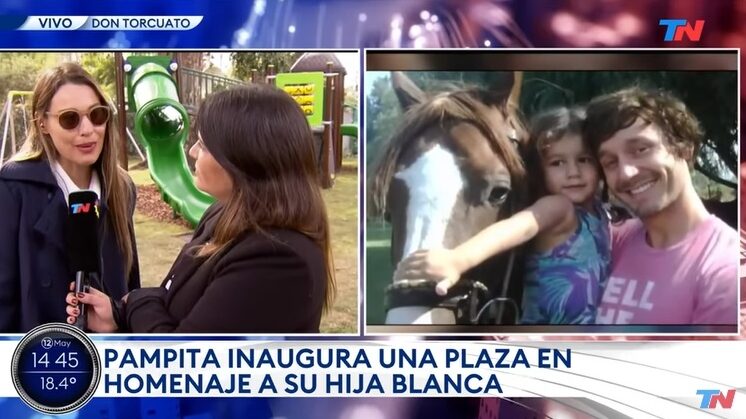 La argentina inauguró este viernes una plaza en homenaje a su fallecida hija Blanca Vicuña Ardohain, quien este lunes 15 de mayo habría cumplido 17 años.