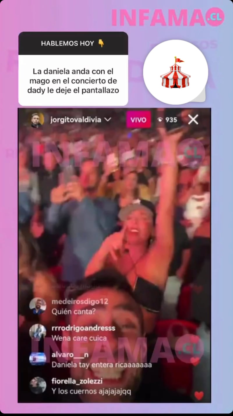 Daniela Aránguiz y Jorge Valdivia | Captura: Instagram @infama