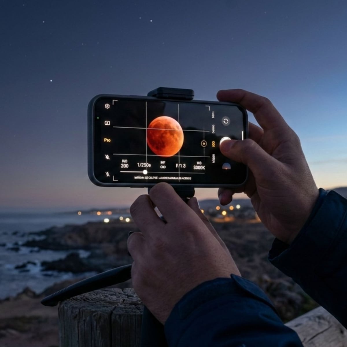 Configuración Modo Pro para fotografiar Luna de Sangre con celular Configuración Modo Pro para fotografiar Luna de Sangre con celular