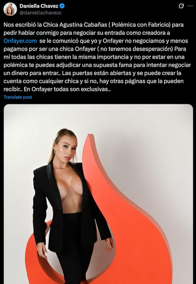 Daniella Chávez habló de Agustina Cabañas