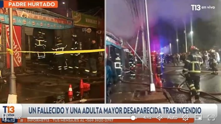 Matrimonio muere en incendio que destruyó minimarket en Padre Hurtado