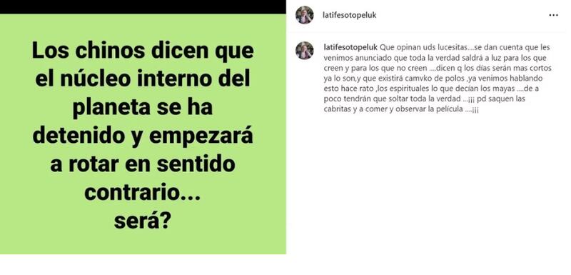 Publicación de Latife Soto | Instagram