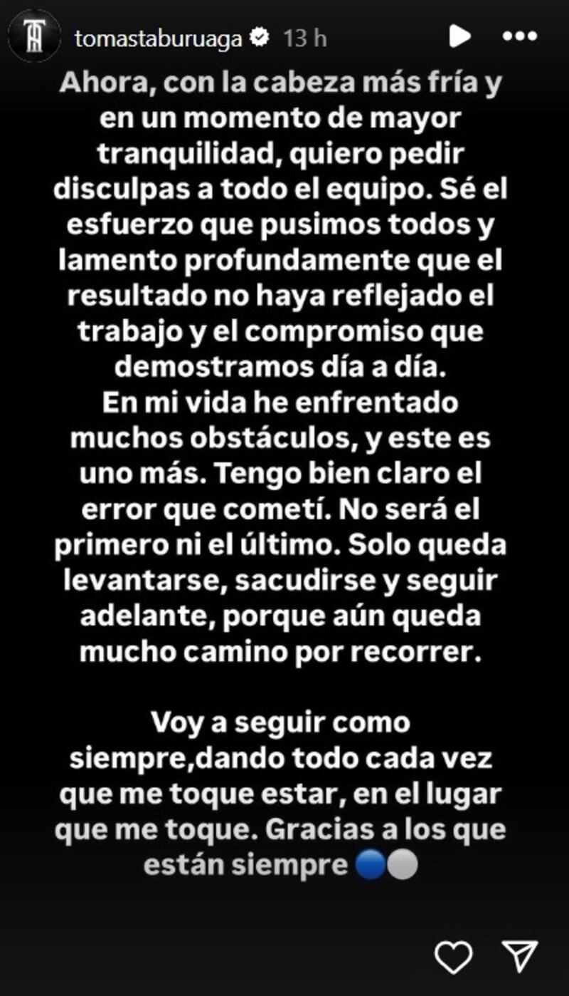 El defensor cruzado pidió disculpas a los hinchas de su club por el error que cometió en el clásico universitario.