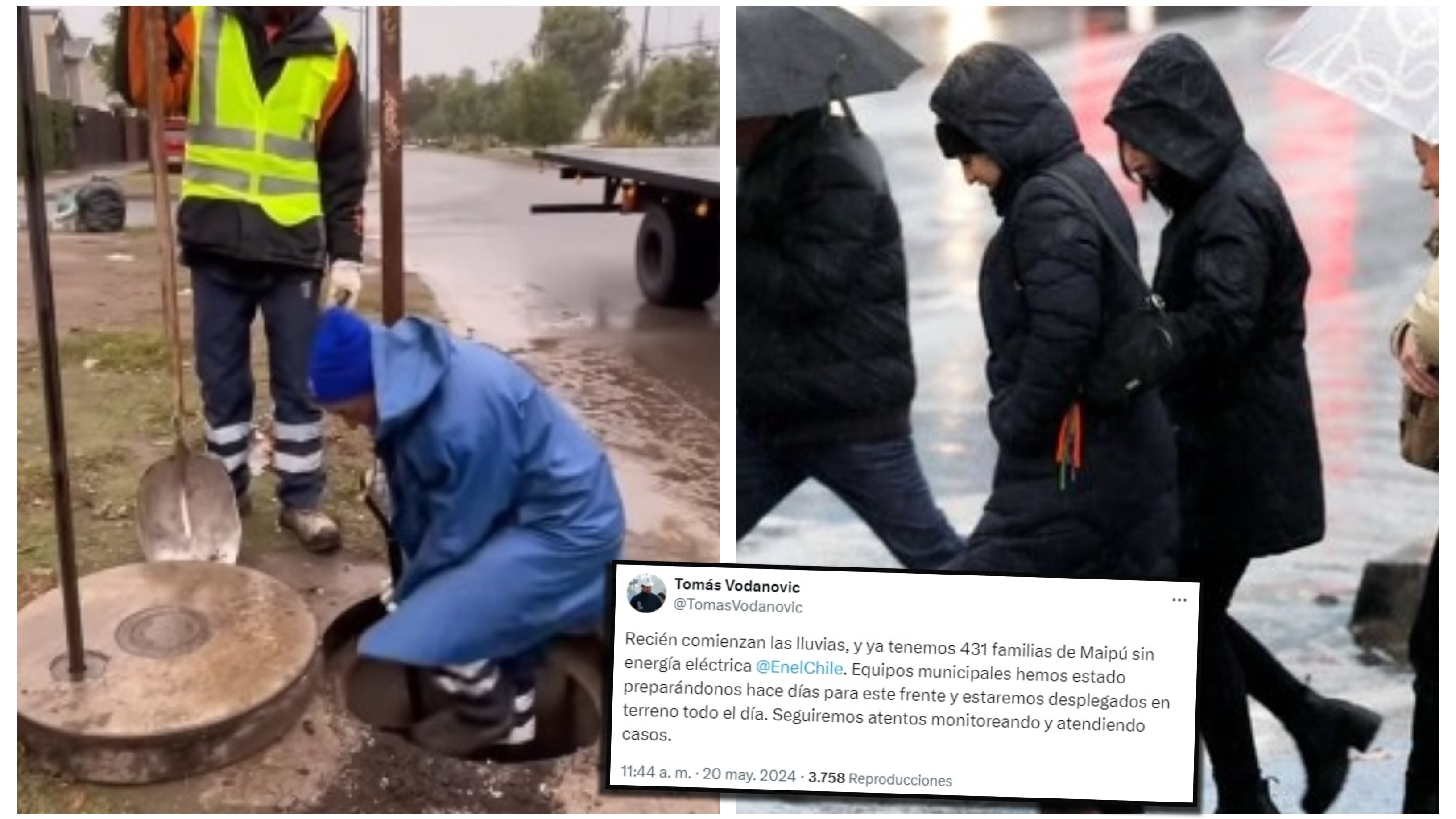 El alcalde de Maipú informó por los primeros cortes de luz en su comuna al iniciar esta mañana las lluvias en la Región Metropolitana.