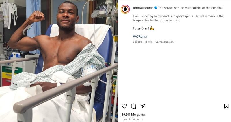 Evan NDicka sufrió un paro cardiaco en el partido Roma-Udinese.