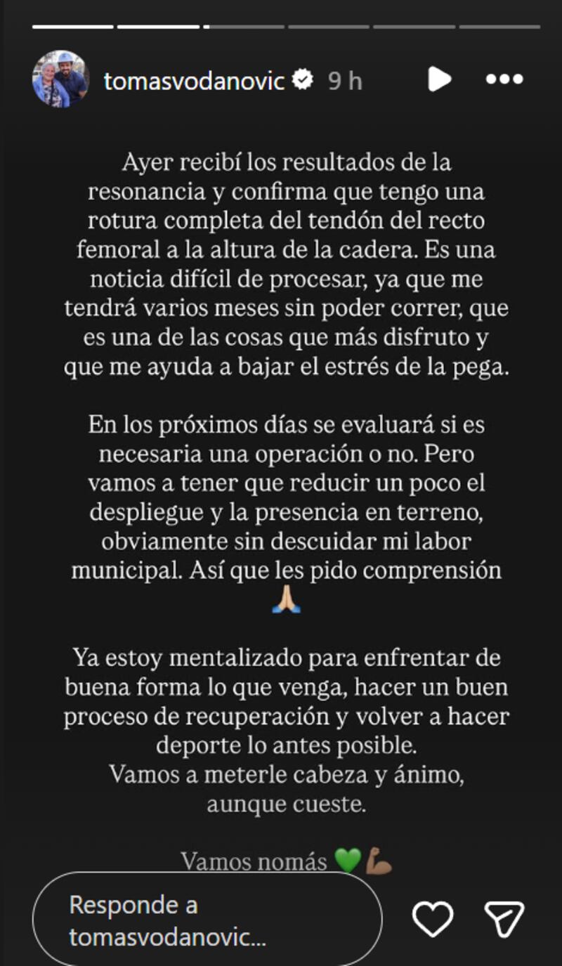 Historia de Tomás Vodanovic | Fuente: Instagram @tomasvodanovic