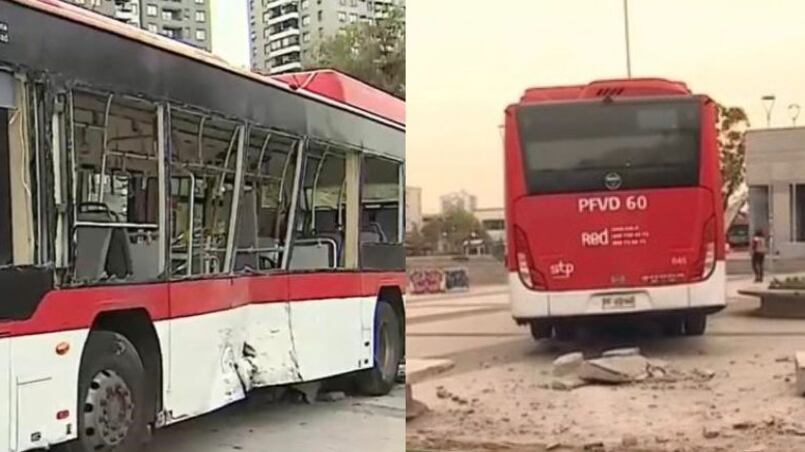 Auto colisionó a bus RED
