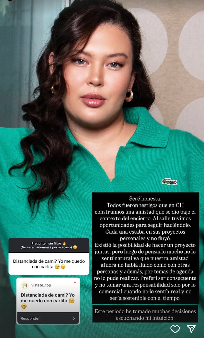 Michelle Carvalho respondió sobre amistad con Camila Andrade