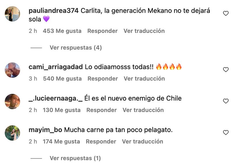 Comentarios a Carla Jara | Captura: Instagram