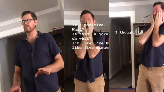 El hombre no aguantó el llanto al saber que tendría a su primer hijo biológico