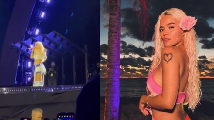 La cantante Karol G lloró en un concierto por una falla técnica en el evento.