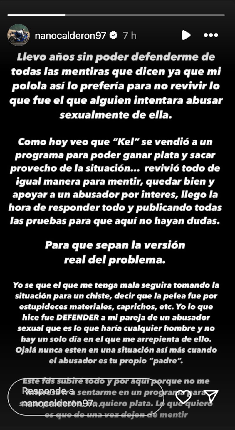 Historia de Nano Calderón | Fuente: Instagram @nanocalderon97