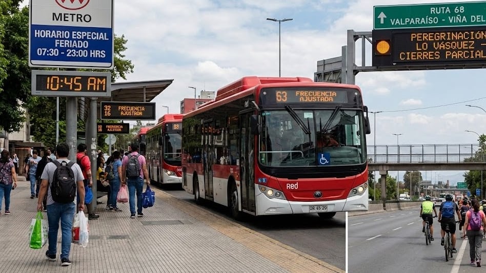 Movilidad en feriado requiere anticipación: buses, Metro y locomoción universitaria operarán con ajustes.