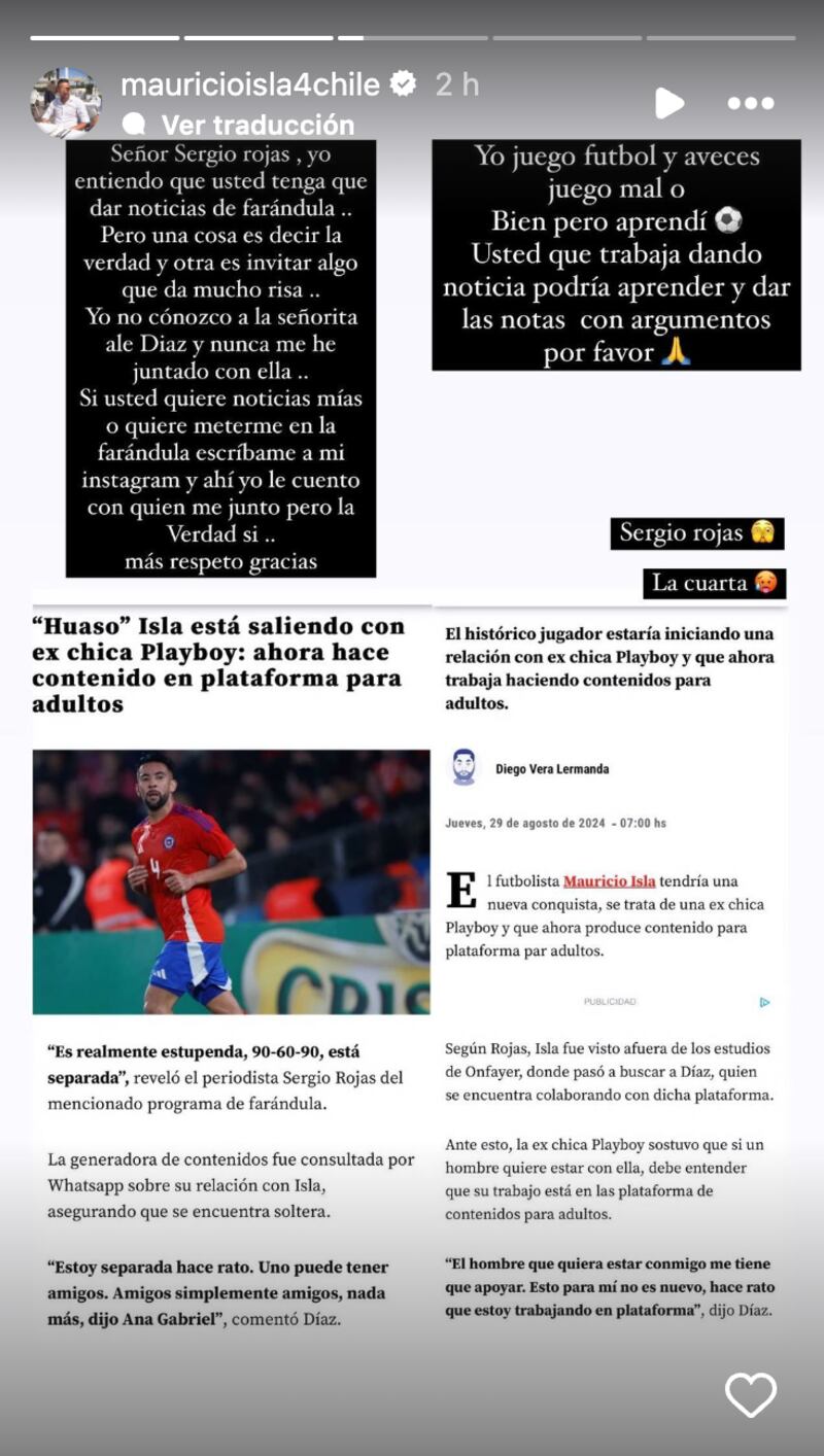 Historia de Mauricio Isla | Captura: Instagram