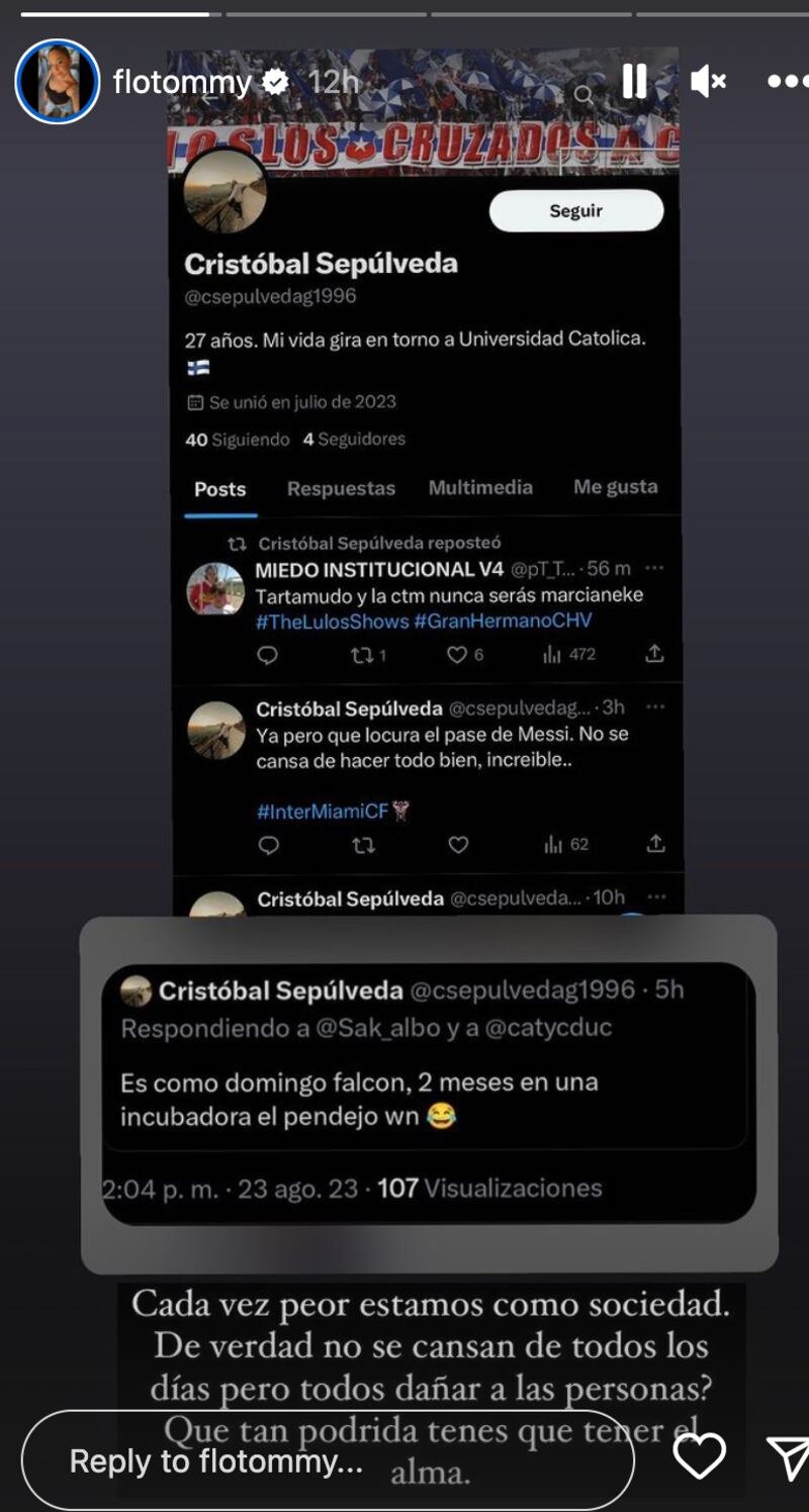 Funa a comentario contra Maxi Falcón