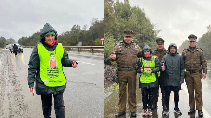 Madre que camina desde Chiloé a Santiago