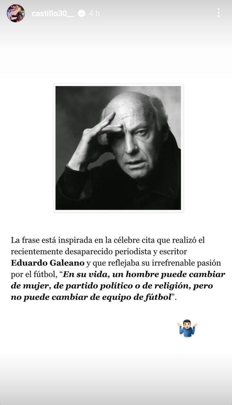 Nicolás Castillo citando a Eduardo Galeano