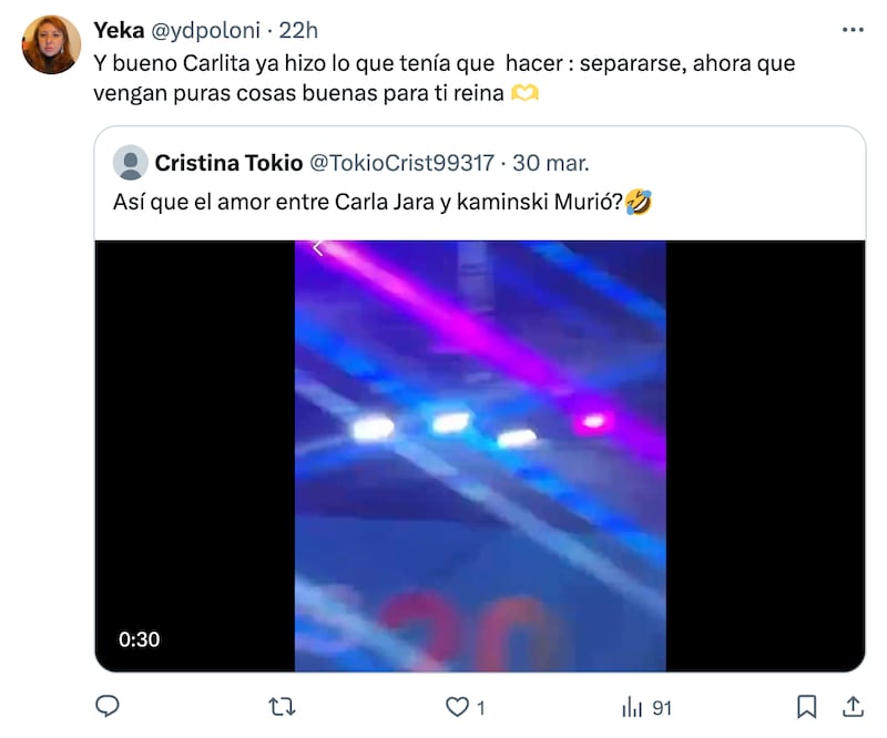 Comentarios sobre beso de Kaminski y Andrade | Captura: X (Twitter)