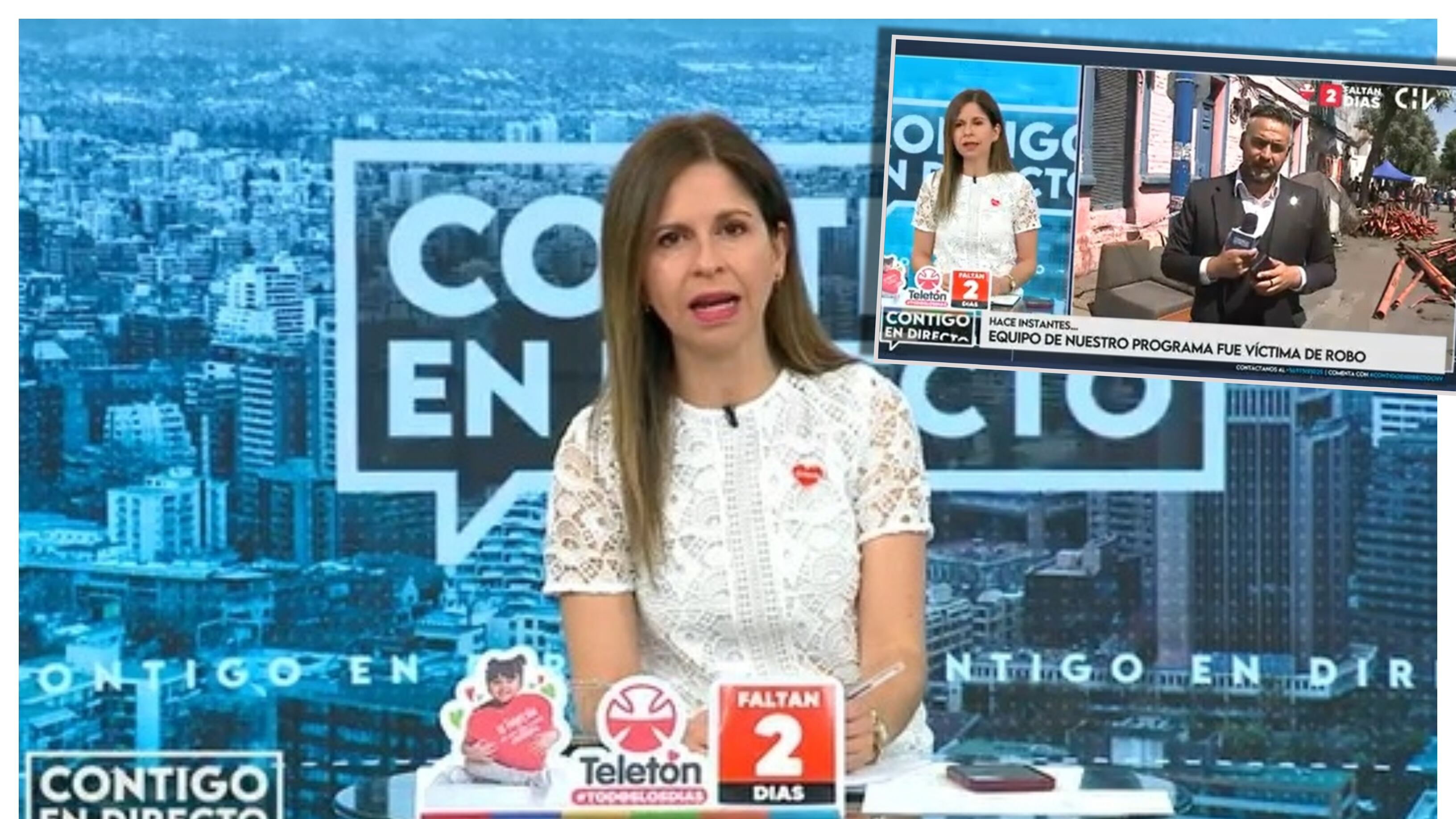 La conductora de "Contigo en directo" lamentó el robo del que fue víctima esta tarde uno de los equipos del programa de CHV.