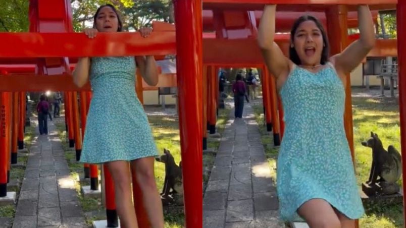 “Espero que nunca vuelvas”: Indignación causó influencer chilena que hizo ejercicio en un Torii, símbolo sagrado de Japón