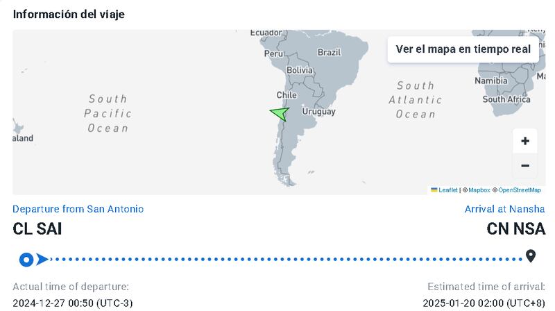 Barco Maersk Saltoro  con destino a China sigue a la deriva con unos 1,300 contenedores de ciruela chilena.