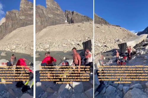 Increpan a turistas por bañarse en laguna protegida de Torres del Paine