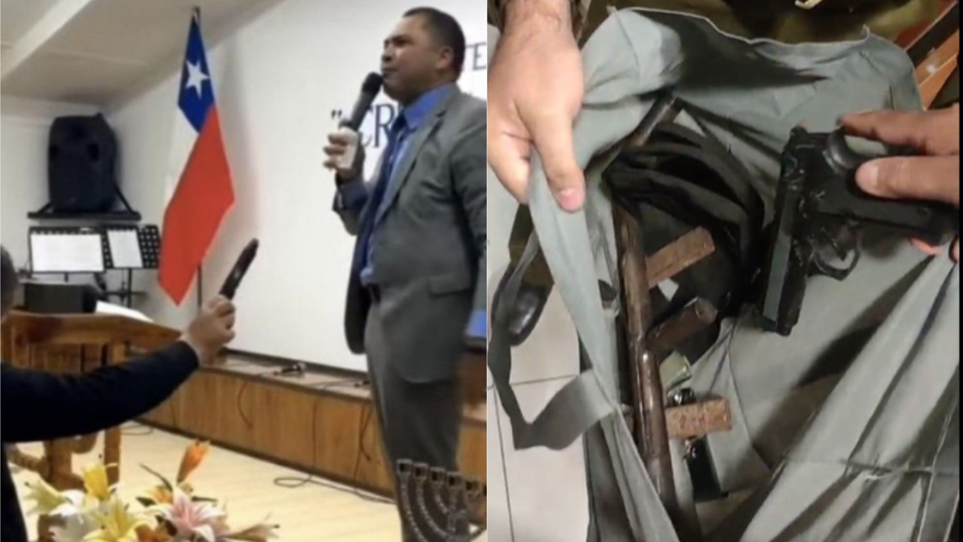 Pastor Danilo Vidal entrega arma a Carabineros | Captura: Facebook