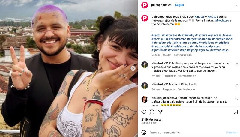Christian Nodal y Cazzu en espera de la llegada de su primer bebé.